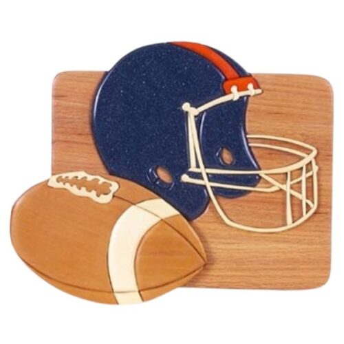 A Football And Helmet Intarsia Wall Decor - IntarsiaCrafts