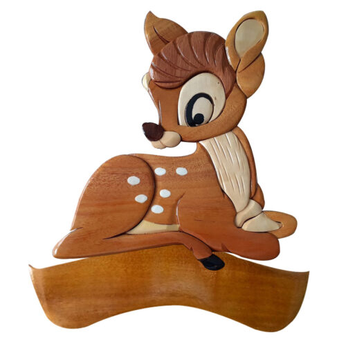 Bambi Youngfawn Intarsia Door Plate - IntarsiaCrafts