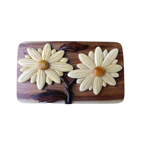 Daisy In Full Blossom Intarsia Puzzle Box - IntarsiaCrafts