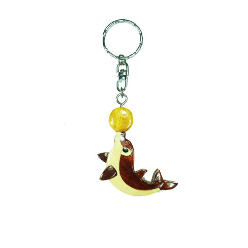 Dolphin Play A Ball Intarsia Keychain for Sale - IntarsiaCrafts