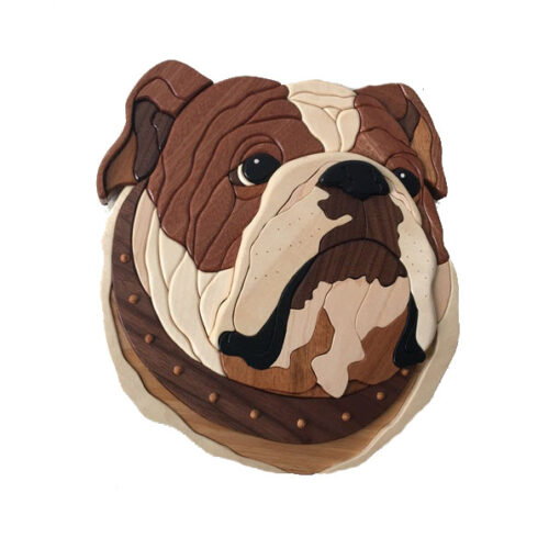 English Bulldog Face Intarsia Ornament - IntarsiaCrafts