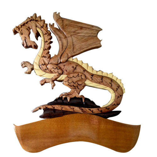 Majestic Dragon Intarsia Door Plate - IntarsiaCrafts