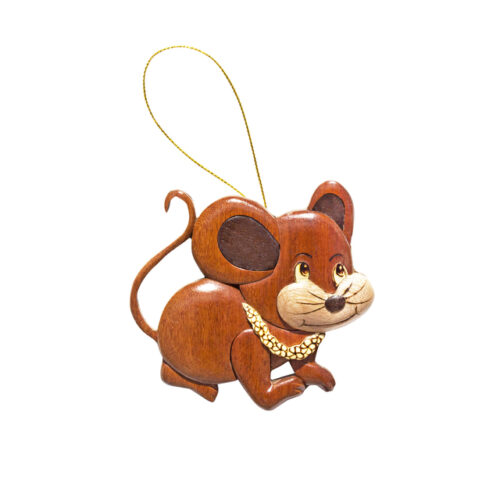 Mischievous Mouse Intarsia Ornament - IntarsiaCrafts