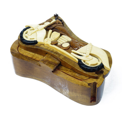 Motorcycle Intarsia Puzzle Box 1 - IntarsiaCrafts