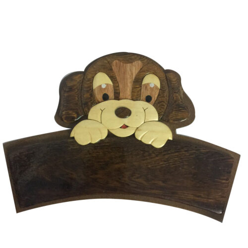 Puppy Intarsia Door Plate - IntarsiaCrafts