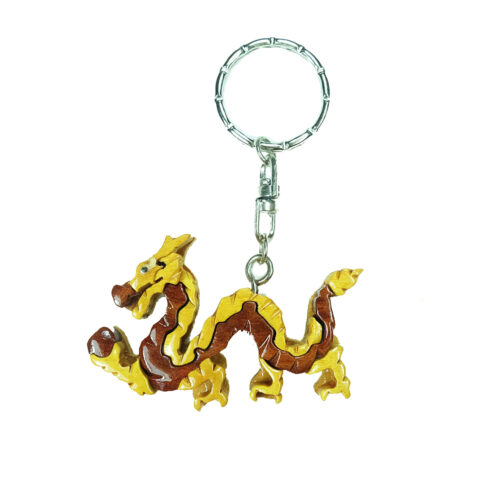 Wooden Dragon Intarsia Keychain