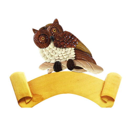 A Wise Owl Intarsia Door Plate for Sale - IntarsiaCrafts