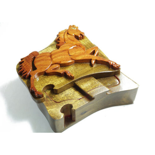 brown horse intarsia puzzle box 2