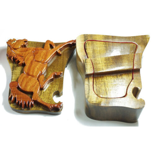 brown horse intarsia puzzle box