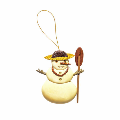 Hawaiian Snowman Intarsia Ornament