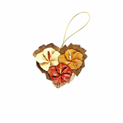 Hibiscus Heart Flower Intarsia Magnet