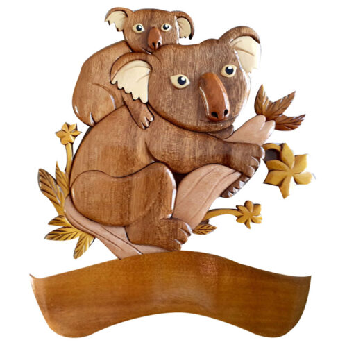 Mother and Baby Koala Intarsia Door Plate - IntarsiaCrafts