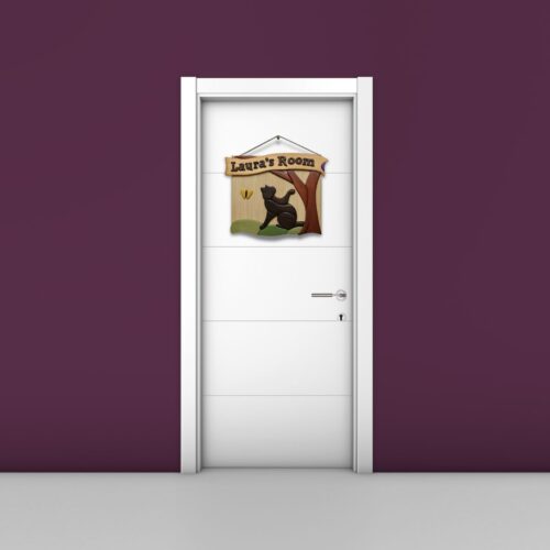 curious cat wooden bedroom door signs for girls on door decor