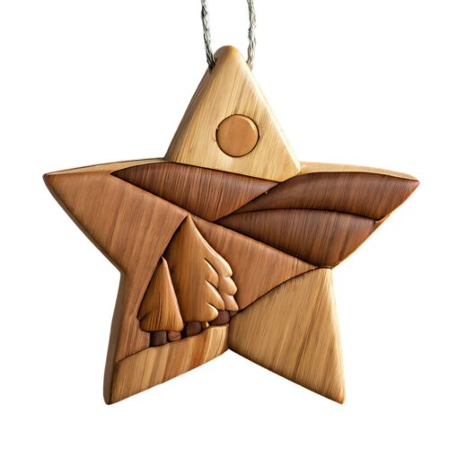 Festive Star Shape Wooden Christmas Ornament