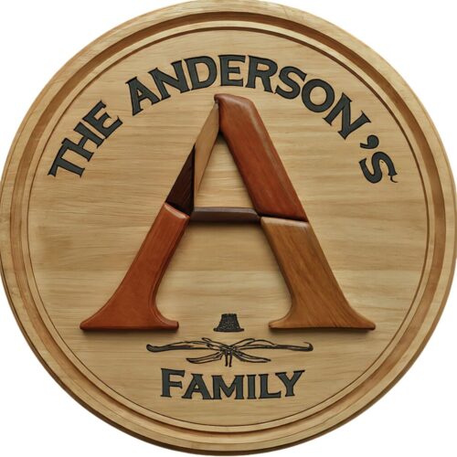 letter A for custom wooden family name signs