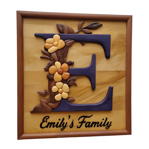 letter e for custom wooden family name signs