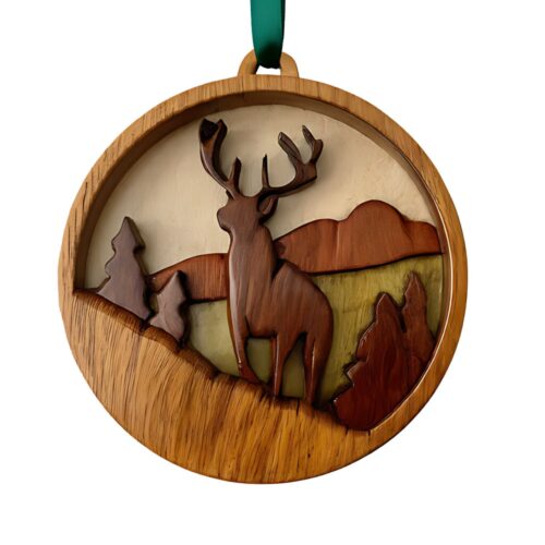 majestic elk wooden christmas ornament