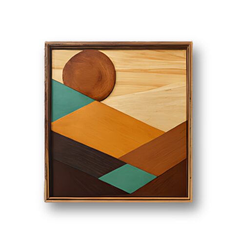 stylized scene mid century modern wood wall art