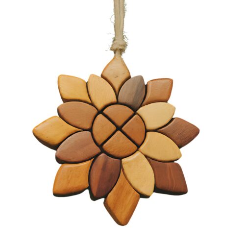 sunflower wooden christmas ornament