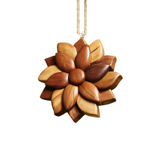 wooden flower christmas ornament