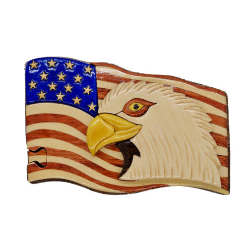 american eagle intarsia puzzle military box