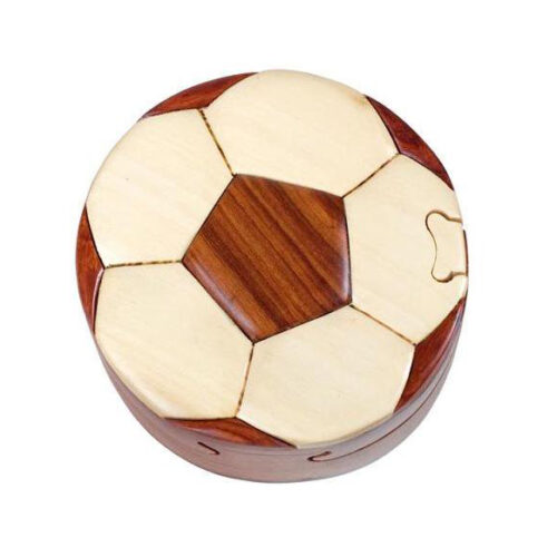 classic soccer ball intarsia wooden puzzle box