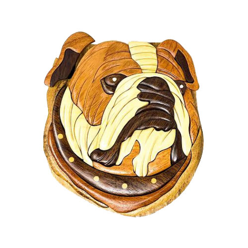 face of a bulldog wooden animal puzzle boxes