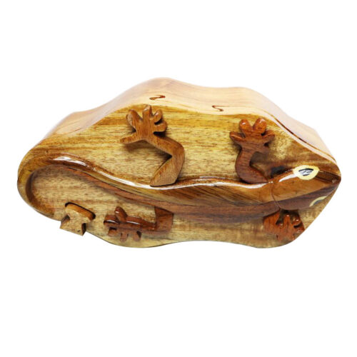 gecko sprawling intarsia wooden puzzle boxes for sale