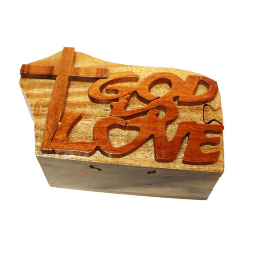 god is love wooden puzzle box for sale