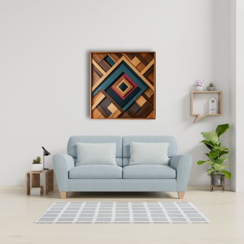 kaleidoscope geometric wood wall art on wall decor