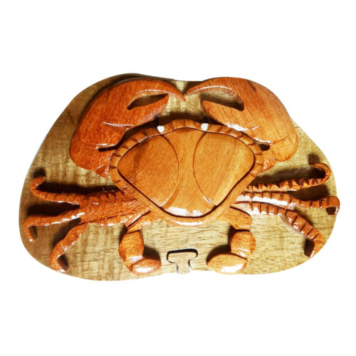 lifelike crab intarsia wooden puzzle boxes