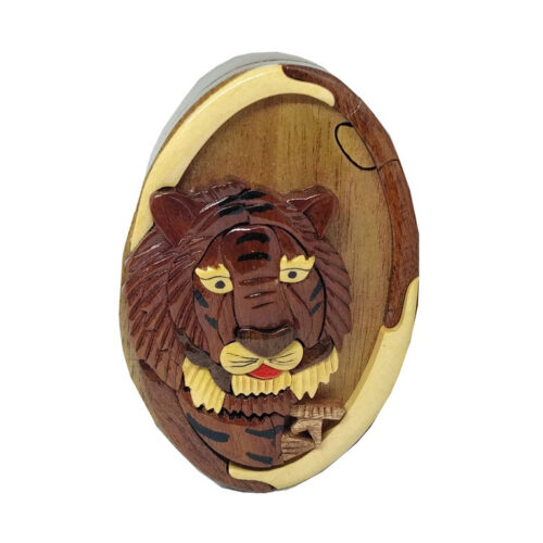 majestic face of tiger intarsia wooden puzzle boxes