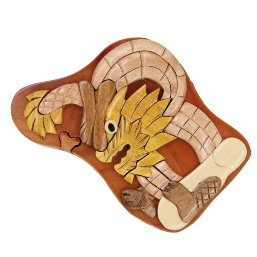 mythical dragon intarsia wooden puzzle boxes