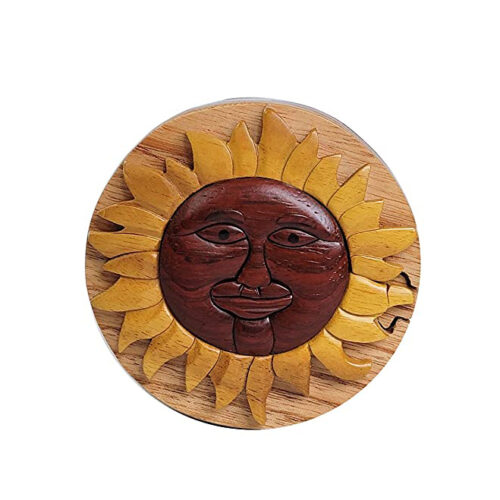 radiant sun intarsia puzzle box for sale