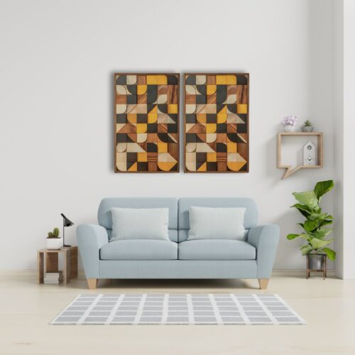 tessellation geometric abstraction wood wall art decor