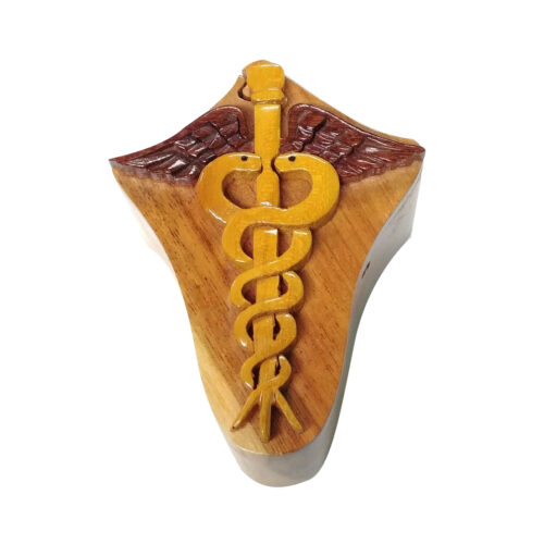 the rod of a asclepius intarsia wooden puzzle boxes