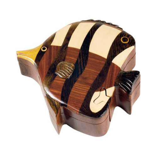 tropical fish intarsia wooden animal puzzle boxes