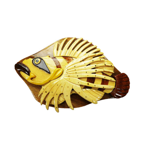 vibrant lionfish intarsia wooden puzzle boxes for sale