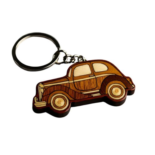 wholesale wooden car keychain using intarsia technique 2