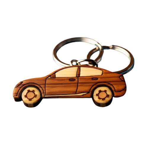 wholesale wooden car keychain make by intarsia technique 4