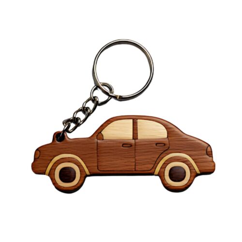 wholesale wooden car keychain make by intarsia technique 5