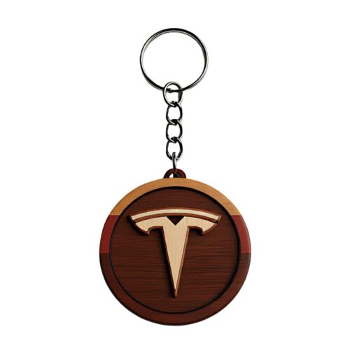 wholesale wooden car logo keychain tesla