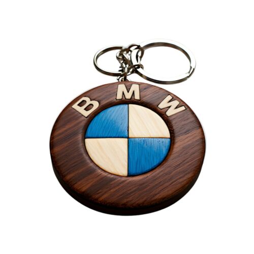 wooden car logo keychain bmw