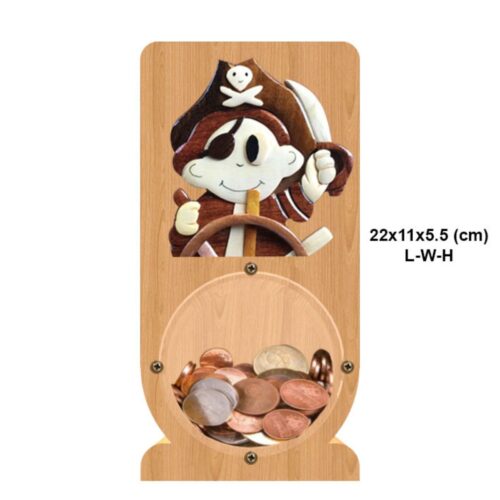 intarsia wooden piggy bank "cute pirate" 2