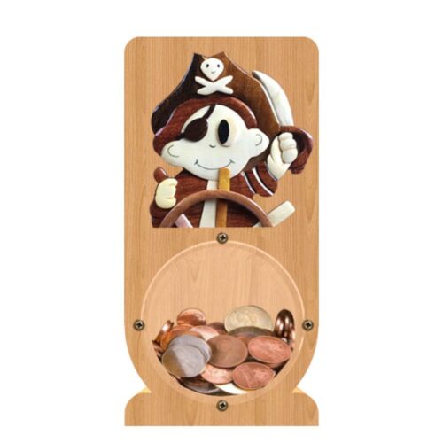 intarsia wooden piggy bank "cute pirate"