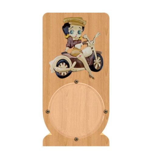 intarsia wooden piggy bank money saving "betty boop riding"