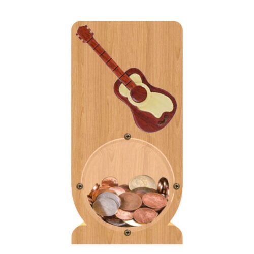 intarsia wooden piggy bank money saving box "acoustic guitar"