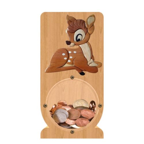 intarsia wooden piggy bank monye saving box "bambi" 1