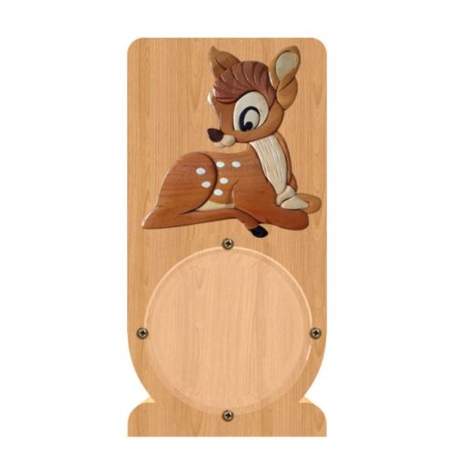 intarsia wooden piggy bank monye saving box "bambi"