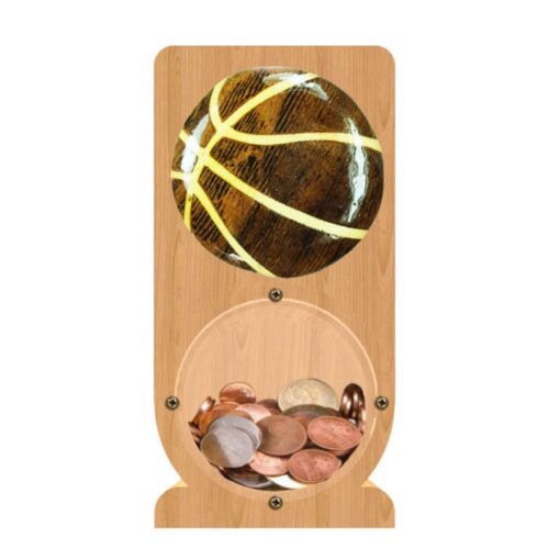 intarsia wooden piggy bank money saving box "basketball designs" 1